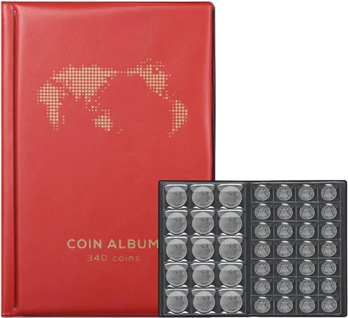 Vista 7 de Álbum de Monedas para Coleccionistas, 340 Fundas, Libro Organizador de Monedas, Caja de Exhibición y Almacenamiento, Suministros para Organizar