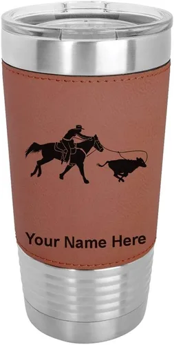 Vista 11 de LaserGram Vaso aislado al vacío de 20 onzas, con grabado personalizado incluido (cuero sintético, estilo béisbol)