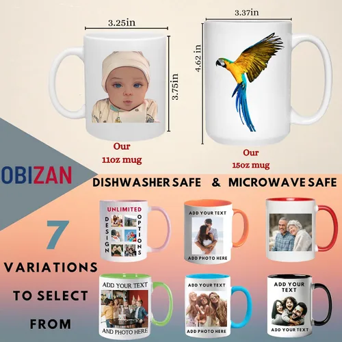 Vista 5 de Taza de café personalizada con foto, texto o logotipo, taza de cerámica personalizada de 11 onzas, regalo personalizable para hombres, mujeres