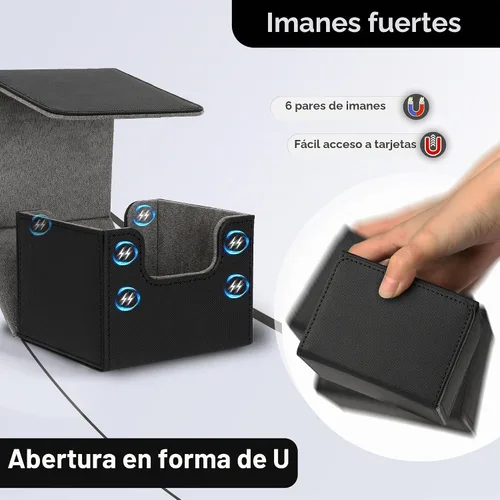 Vista 4 de Caja de cubierta Zettokete MTG con 2 divisores, caja de cubierta Commander de gran capacidad se adapta a 100+ cartas con manga doble, estuche