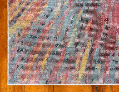 Vista 9 de Unique Loom colección Lyon - Alfombra abstracta y moderna, Polipropileno, Multi/azul marino.