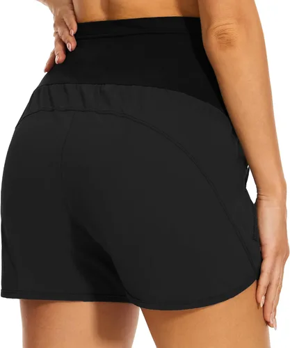 Vista 8 de PACBREEZE Pantalones cortos de maternidad para mujer, de secado rápido, con bolsillos con cremallera