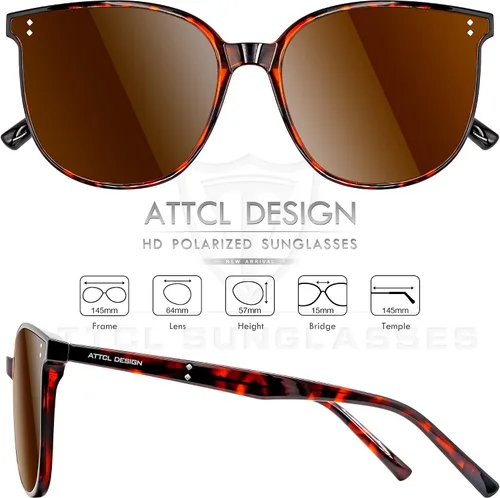 Vista 3 de ATTCL Gafas de sol unisex de gran tamaño para mujer, redondas, espejadas, protección UV400