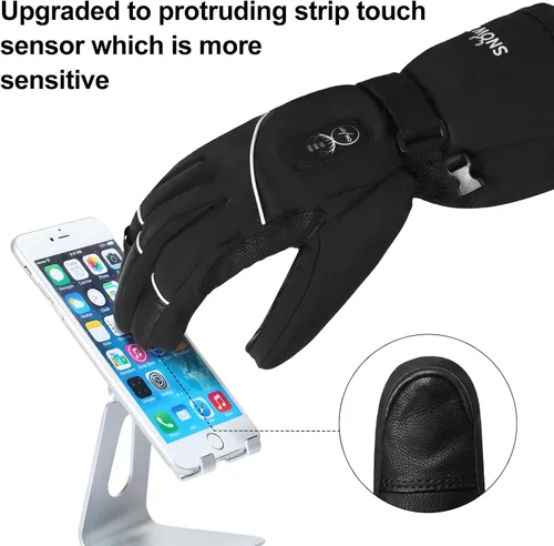 Vista 4 de Guantes Calefactables Mejorados para Hombres y Mujeres, Guantes Mitones Eléctricos de Batería para Esquí y Motocicleta