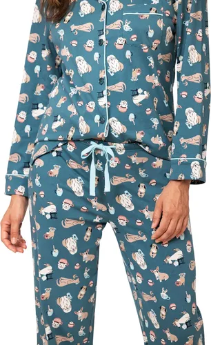 Vista 23 de PajamaGram Conjunto de pijama para mujer – Pijama para mujer, jersey novio, 100% algodón