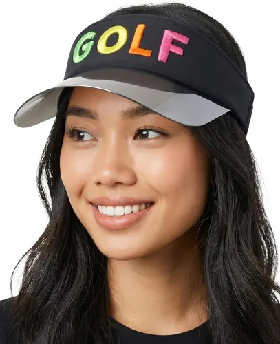 Vista 12 de Funky Junque Viseras solares para mujer, protección UV, ala holográfica, UPF 50, ajustable, golf, tenis, pickleball playa, verano Negro