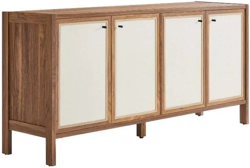 Vista 11 de Modway Capri Mid-Century - Cama de tamaño Queen moderna en nogal con cabecero y estribo