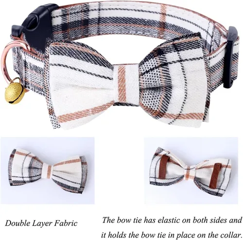 Vista 3 de Yizepet Collar de perro con corbatín - Collar ajustable para mascotas con collar de hebilla de plástico, patrón elegante para niños pequeños