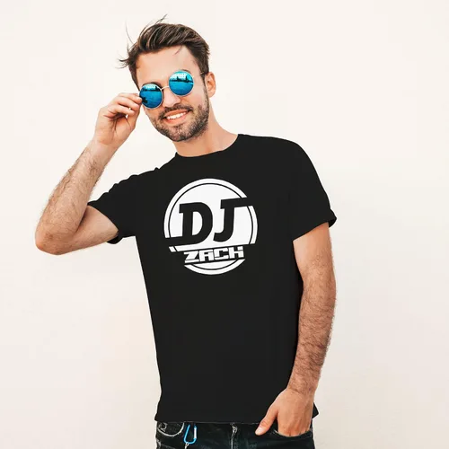 Vista 3 de Camiseta personalizada con el logotipo de DJ para hombre, añade tu nombre, Negro