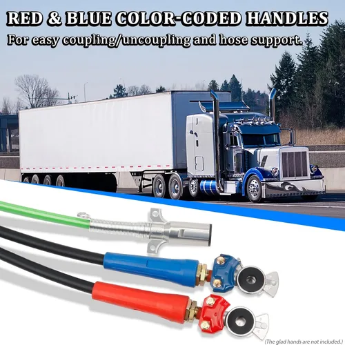Vista 5 de Kit de manguera de aire ABS y energía 3 en 1 de 15 pies, envuelve línea eléctrica de 7 vías líneas de aire de goma para remolque de tractor semi