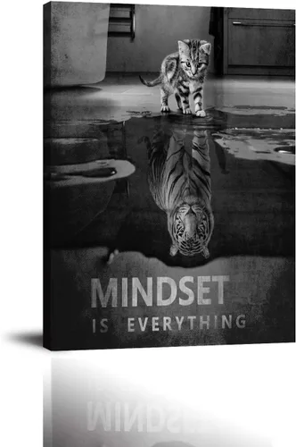 Vista 14 de Inspirational Hustle Wall Art - Lion Head withEncouraging Quotes Canvas Print Motivational Wall Decor, Black and White Office Picturtes Success