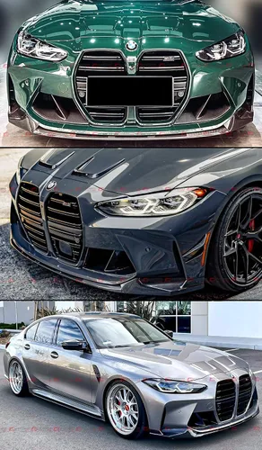 Vista 4 de Juego de 3 piezas de divisor de parachoques delantero de fibra de carbono real M Performance Style compatible con todos los modelos 2021-2024 BMW