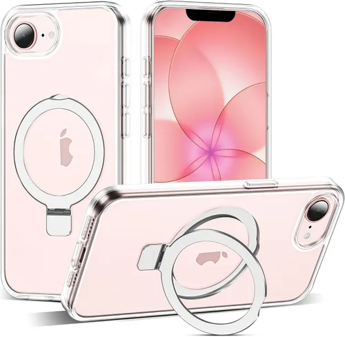 Vista 184 de SKYLMW - Funda compatible con iPhone 11 de 6.1 pulgadas, con soporte magnético invisible tipo anillo, funda translúcida de grado militar, compatible