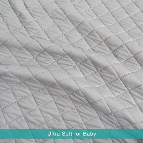 Vista 3 de Biloban Edredón para niños pequeños y manta para cuna, súper suave acolchado y ligero, edredón alternativo de plumón, 39 x 47 pulgadas, color gris