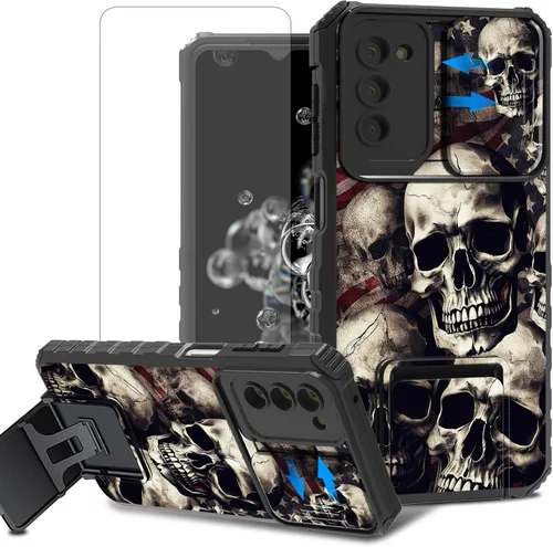 Vista 23 de Funda para teléfono Samsung Galaxy A15 5G con protector de pantalla con cubierta deslizante para cámara y soporte de doble capa híbrida resistente a