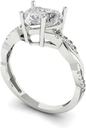 Vista 2 de Clara Pucci Anillo de compromiso nupcial de 2.19 quilates con diseño de zafiro blanco creado con halo solitario de corte de corazón en oro blanco