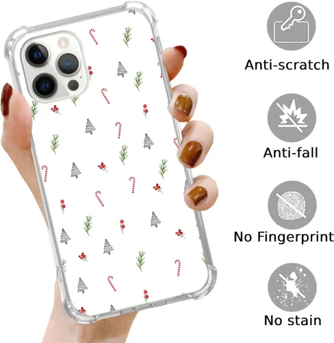 Vista 5 de Funda minimalista con diseño de árbol de Navidad y bayas de caramelo compatible con iPhone 15 Pro, bonita funda de Navidad para iPhone 15 Pro