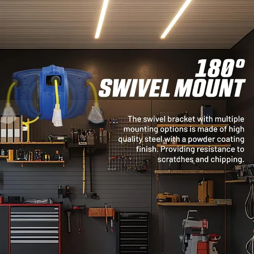 Vista 6 de Carrete de extensión Goodyear resistente, 40 pies, 12AWG/3C SJTOW, triple con conector con luz LED