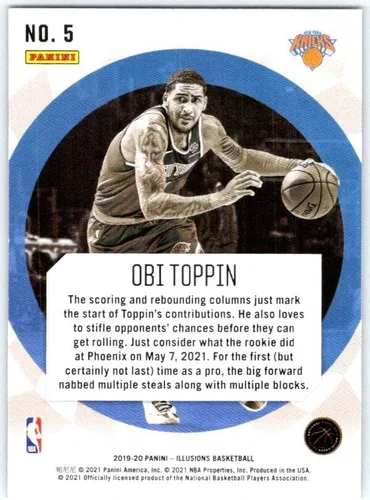 Vista 2 de 2020-21 PANINI ILLUSIONS ROOKIE VISION #5 OBI TOPPIN KNICKS BASKETBALL NBA