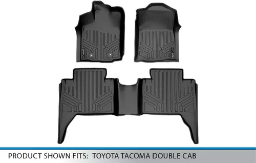 Vista 5 de SMARTLINER Juego de alfombrillas de piso de ajuste personalizado de 2 filas para Toyota Tacoma 2016-2017