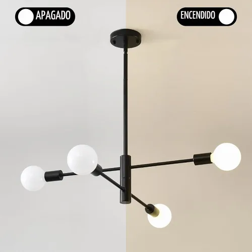 Vista 6 de HHR Candelabro Sputnik de 4 luces, Candelabro Moderno Negro Lámpara de Techo, Candelabros de Altura Ajustable para Comedor Isla de Cocina