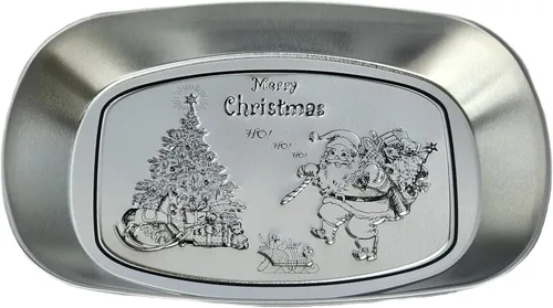 Vista 2 de Juego de 3 bandejas decorativas ovaladas de metal plateado, esenciales, decoración de Acción de Gracias y vacaciones, bandejas de tocador en relieve