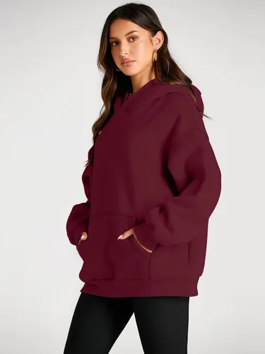 Vista 175 de Trendy Queen - Sudaderas extragrandes con capucha para mujer, suéteres de manga larga, sin botones, de vellón, de otoño, ropa de invierno
