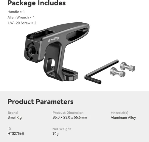 Vista 7 de SMALLRIG Mini mango superior para cámaras de vlogging ligeras con tornillos de 1/4 "-20 - HTS2756