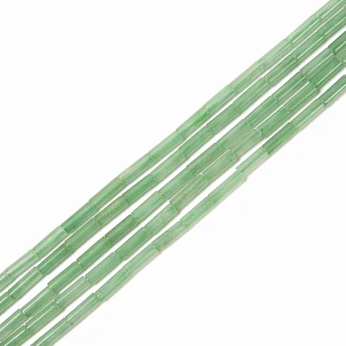 Vista 3 de JM Design Granos de tubo cilíndrico liso de aventurina verde natural tamaño 0.157x0.512 in 15.5" filamento para la fabricación de joyas