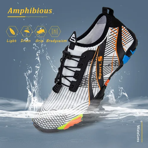 Vista 3 de WateLves - Zapatos de agua para hombres y mujeres, para natación, playa, piscina, surfear, hacer yoga o aeróbico acuático, calcetines para el agua