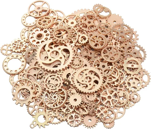Vista 12 de Aokbean 150 piezas de metal, bronce, vintage, variadas, para hacer joyería. Gargantillas, relojes, ruedas