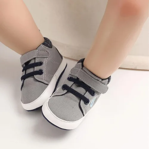 Vista 2 de Baby Girl Boy Sneakers Soft Sole First Walking Shoes Toddler High Top Sneakers First Walker Infant Crib Shoes Newborn Baby Canvas Shoes 0-18 Month