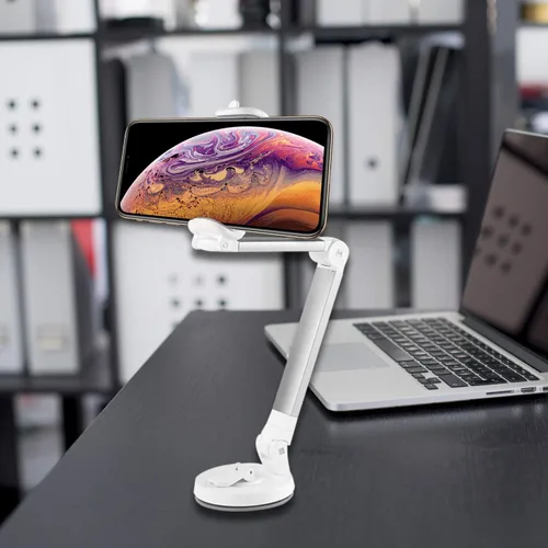Vista 6 de Cellet Soporte de teléfono para automóvil – Soporte para parabrisas y salpicadero, fuerte succión, plegable negro