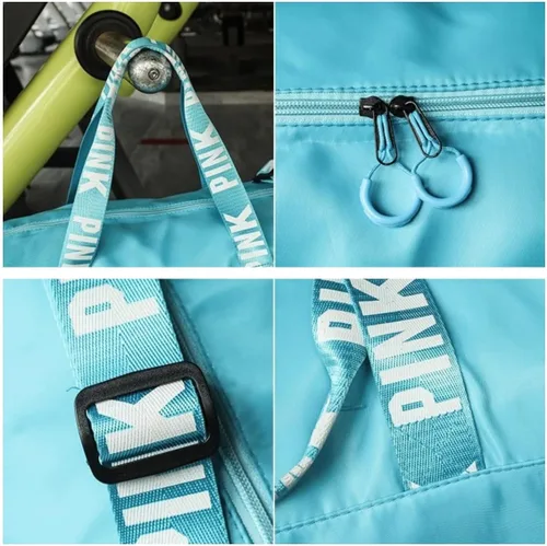 Vista 5 de Bolsa de gimnasio deportivo de gran capacidad con bolsillo húmedo y compartimento de almacenamiento para zapatos para hombres y mujeres, ligera