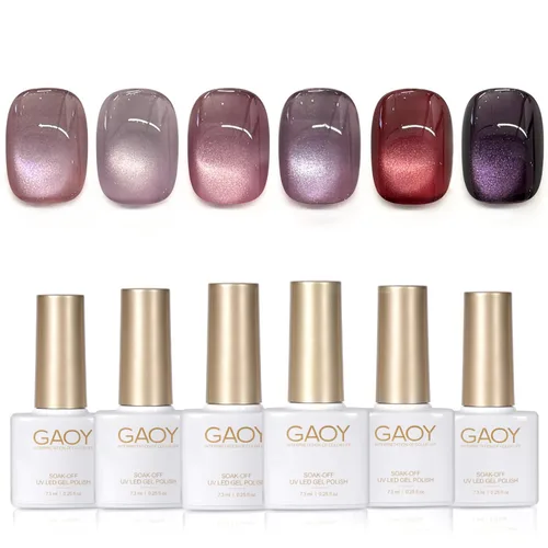 Vista 18 de GAOY Juego de esmaltes de uñas de gel con purpurina de ojo de gato con imán y galaxia colorida para ojos de gato holográficos, manicura de gel
