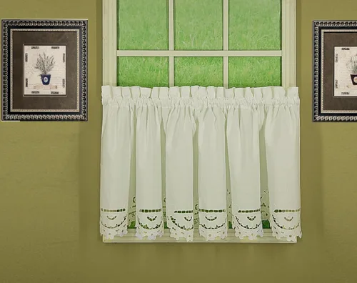Vista 19 de Today's Curtain Imperial Classic - Cenefa de corte dibujada, 14 pulgadas, color beige