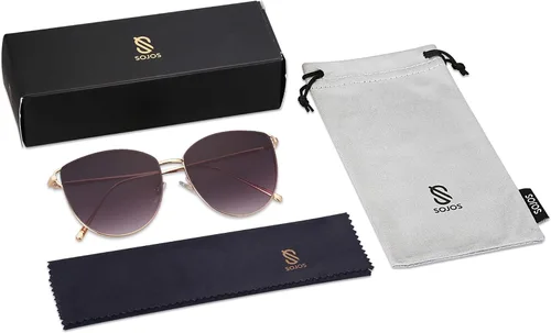 Vista 6 de SOJOS SJ1085 - Lentes de sol planos con espejo para mujer