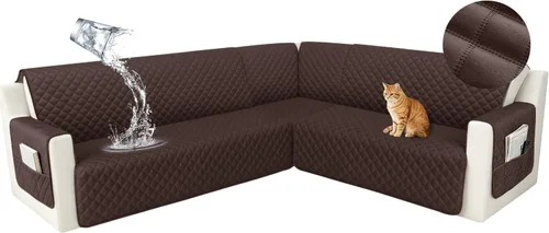 Vista 56 de HDCAXKJ Funda seccional de esquina impermeable para sofá de terciopelo en forma de L, fundas para sofá para mascotas, perros, suaves, resistentes