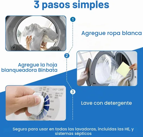 Vista 3 de Binbata Eco - Hojas blanqueadoras para ropa sucia, 78 unidades, sin perfume High Concentrated & Hypoallergenic, Effectively Remove Yellowing &