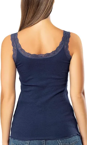 Vista 4 de VAVONNE Camisola de encaje para mujer, suave y elástica de algodón acanalado