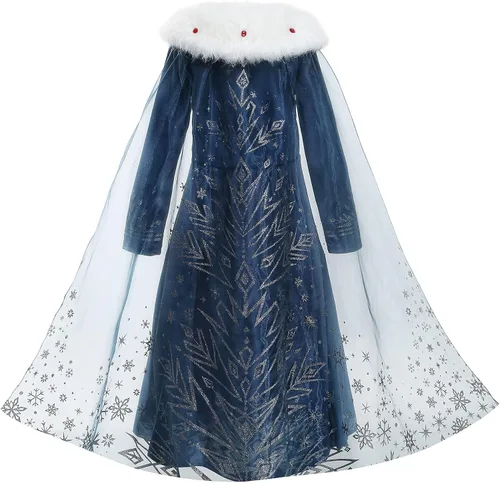 Vista 3 de Snow Princess Costume for Girls Winter Costume for Toddlers Dress Up Halloween Birthday Cosplay Cape with Accessories