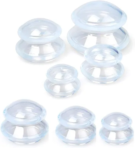 Vista 8 de 否 Koukone - Juego de 7 vasos de silicona para terapia de ventosas transparentes para terapia de ventosas médicas al vacío y tazas de masaje