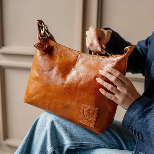 Vista 2 de BERLINER BAGS Bolso De Hombro De Cuero Genuino Vintage Bella, Bolso Hobo, Bolso De La Manija Superior, Bolso Para Las Mujeres - Marrón