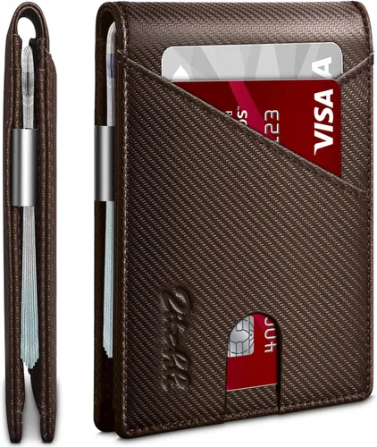 Vista 42 de Zitahli - Billeteras delgadas RFID para hombres, billetera de cuero flexible con clip de dinero, cartera minimalista con bolsillo frontal