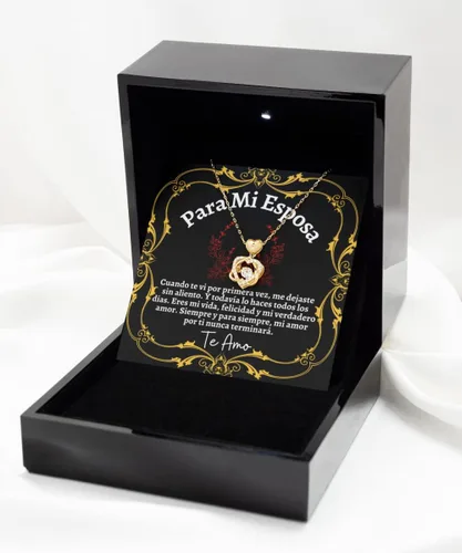 Vista 2 de Collar de Regalo Para Esposa En Forma De Corazon Plateado y Dorado Regalo Para Mujer Personalizado