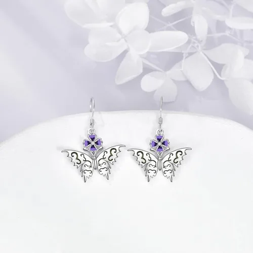 Vista 3 de YFN Aretes colgantes de plata de ley para mujeres y niñas, diseño de dragón, lobo, zorro, perezoso, gato, murciélago, joyería para regalo