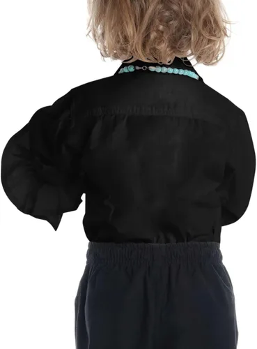 Vista 3 de rrhss Disfraces para niños, camisas de pirata, medievales, renacentistas, escoceses, con volantes, puños con cordones, ropa de solapa de 5 a 14 años