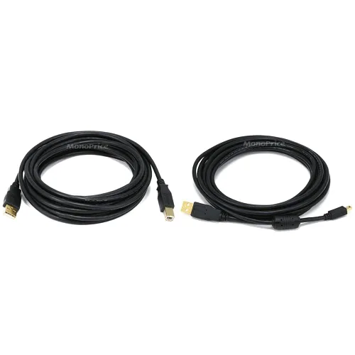 Vista 9 de Monoprice 105436 - Cable USB 2.0 de 0.45 m, de USB 2.0 A macho a B macho 28/24AWG (chapado en oro), color negro