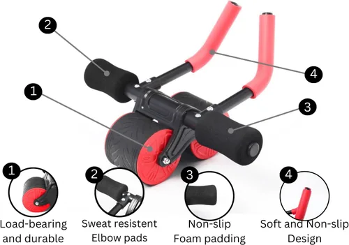 Vista 4 de APB Blast Ab Roller, con soporte de codo grueso con resorte de resistencia. Entrenamiento abdominal para ejercicios abdominales y ejercicios