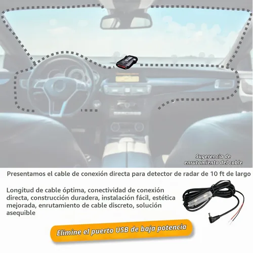 Vista 4 de EDOTech - Kit de cable de alimentación directo HardWire de 10 pies para detectores de radar Cobra